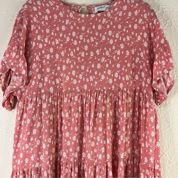 Petal And Pup Poppy Floral Tiered Baby Doll Mini Dress in Pink - Picture 5 of 12